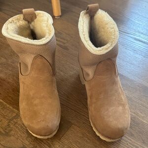 No. 6 Tan Ankle Boots with Cream Lining